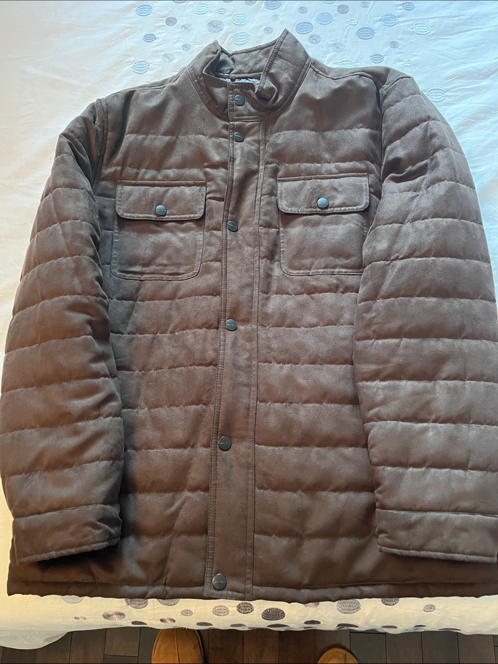 Men's Quilted Puffer Jacket in Brown